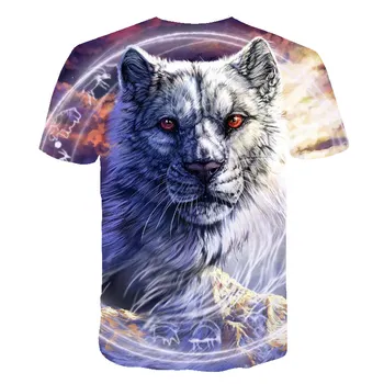 Vyrams trumpomis Rankovėmis Vasarą Topai Marškinėliai 6XL 2019 Naujausias Marškinėlius Vyrų Mados T-shirt Vyrai Wolf 3D Spausdinimo Gyvūnų Juokingas Cool T-Shirt