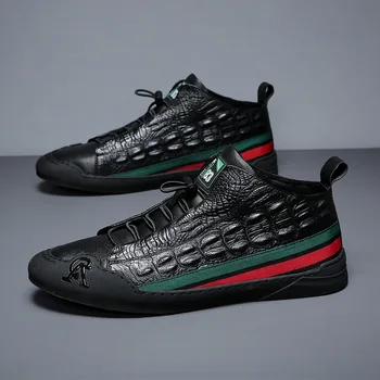 Vyriški batai krokodilas spausdinti padėti batai banga batai 2020 