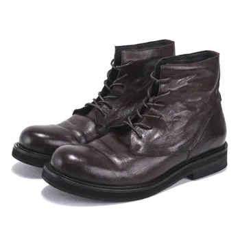 Vyriški batai žieminiai odiniai vyriški batai Aukštos kokybės retro įrankiai batai tendencija apvali galva didelė padėti vyriškų Vintage batai