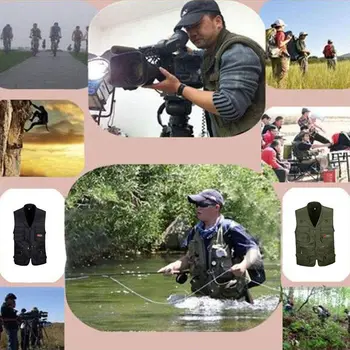 Vyriški Žvejybos Liemenė su Multi-Kišenės, Zip Fotografija / Medžioklė / Kelionės Lauko Sportas
