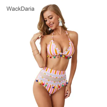 WackDaria maudymosi kostiumėlį, maudymosi kostiumėlį купальник moterų купальник seksualus bikini komplektas 2019 Ju siūlų kutai multicolors maudymosi kostiumėliai moterims