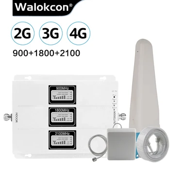 Walokcon 2G 3G 4G Tri Band Korinio ryšio tinklo Signalo Kartotuvų GSM 900 DCS/LTE 1800 WCDMA/UMTS 2100MHz Stiprintuvo Mobiliojo ryšio Signalo Stiprintuvas Rinkinys