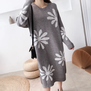 WAVSIYIER pollover atsitiktinis žiemos trikotažas megztinis sukneles šiltas ruduo 2020 storas megztas korėjos stiliaus moteris megztinis suknelė moterims