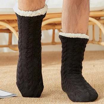 WEH mens šlepetė kojinės žiemos namų šlepetės tendencija Patalpų Grindų medvilnės kojinės batai Šiltas Tirštėti Plius Furry Skaidres Minkštas Šlepetes