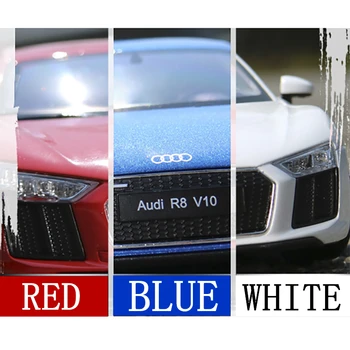 Welly 1:24 Audi R8 V10 baltos spalvos automobilių lieti automobilio modelis, modeliavimas, automobilių apdailos surinkimo dovana žaislas liejimo modelis berniukas žaislas