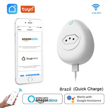 WIFI Smart Brazilija Plug Power Stebėti 15A BR Lizdas Belaidžio tinklo Lizdas Balso Kontrolės Dirbti su Alexa, Google namuose su USB smart gyvenimo