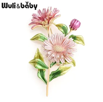 Wuli&baby Pink Daisy Puokštė, Emalio, Metalo Sagės, Gėlės Vestuvėms Pokylių Sagės, Segtukai, Skirta Moterims Ir Vyrams