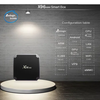 X96mini X96 mini Smart Android TV Box Amlogic S905W Quad Core TV Box H. 265 VP9 Mini PC 2GB/16GB DLNA, WiFi LAN HD imtuvą