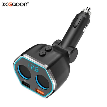 XCGaoon QC3.0 Greita Mokestis 2 USB Automobilinis Įkroviklis Ir 2 kištukiniai Lizdai Būdu Automobilių Kelių Funkcinių Cigarečių Degiklio Splitter Maitinimo Adapteris 80W