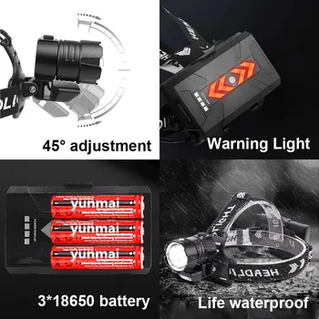 XHP90.3+COB Žibintai USB Įkrovimo Vandeniui Žibintas Žvejybos LED Žibintų Žibintuvėlį, Fakelą, Nešiojamų Žibintų 18650 žibintas