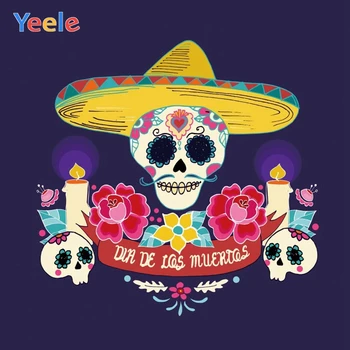 Yeele Dieną Mirusiųjų Dia DE Muertos, Meksika Fone Cukraus Kaukolės Dress-up Šalies Fotografijos Fone Fiesta Reklama Apdaila