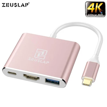 ZEUSLAP USB 3.1 C Tipo HDMI Hub Adapteris 4K USB Šakotuvą už skirtą 