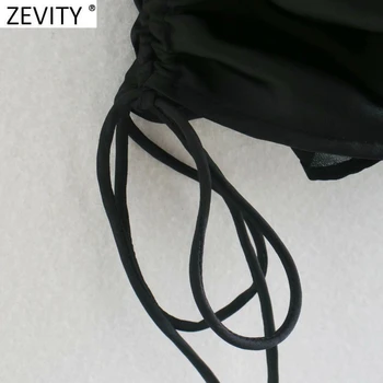 Zevity Naujas Moterų Derliaus Pasukite Žemyn Apykaklės Plisuotos Marškinėliai Moteriška Suknelė ilgomis Rankovėmis Krūtinėmis Slim Mini Vestido Chic Drabužius DS4723