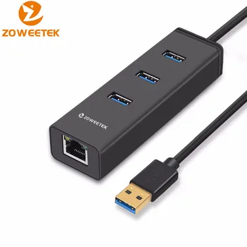 Zoweetek 3 Uostų HUB USB 3.0 RJ45 Gigabit Ethernet LAN Wifi Adapter 10/100/1000 Mbps spartos Laidinio Tinklo plokštė, Skirta 
