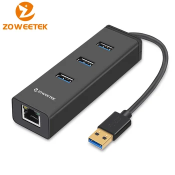 Zoweetek USB 3.0 Hub 10/100/1000 Mbps 3 Uostų RJ45 Gigabit Ethernet LAN Laidinio Wifi Adapteris, Skirtas 