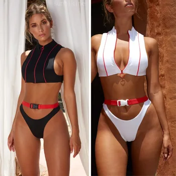 Įžūlus Sexy Thong Zip Sagtis Kratinys Bikini Nustatyti 2020 M. Maudymosi Kostiumėliai, Brazilijos Push Up Maudymosi Kostiumėlį Iškirpti Tvarstis Biquini Rinkinys Moterims