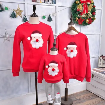 Šeimos Drabužius 2020 M. Žiemos Megztinis Kalėdų Santa Claus Vaikams, Drabužiai Vaikas marškinėliai Polar Fleece Šilti Šeimos Atitikimo Komplektus