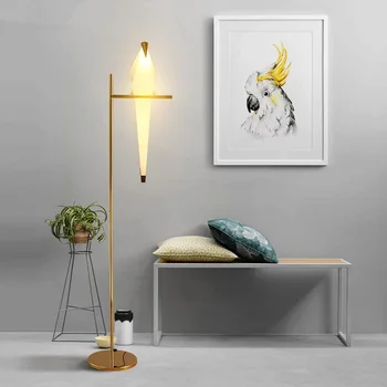 Šiaurės modernios LED kambarį stovi lempos mažas paukštis, naktiniai staleliai, lempa lempos namų puošybai apšvietimo miegamojo grindų lempos