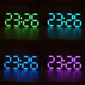 Šiuolaikinių LED Skaitmeninis Laikrodis, Didelė Vaivorykštės Spalvų Skaitmeninės Vamzdis DS3231 Laikrodis 