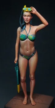 šiuolaikinė mergina stovi su skate Dervos pav Modelis rinkiniai Miniatiūriniai gk Unassembly Unpainted