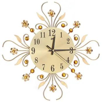 Šiuolaikinės Krištolo ir Deimantų Sieninis Laikrodis, Prabangių Gėlių Sieninis Laikrodis Silent Metalo Laikrodis Gyvenamasis Kambarys, Miegamasis, Namų Sienos Meno Decoratio