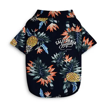 Šuo Atspausdinta Marškinėliai Vasaros Drabužių Šuo Havajų Stiliaus Trumpų Drabužių Plonas Rankovėmis Kostiumas Mielas Pet Drabužiai Su Ananasų Modelis