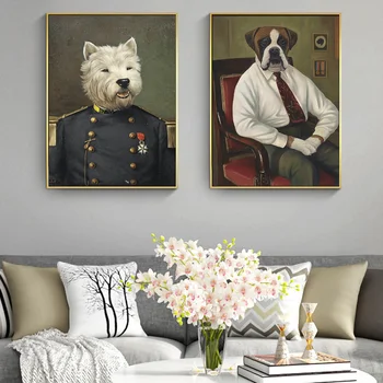 Šuo Karinę Uniformą Naftos Paveikslų Spausdinimas ant Drobės Meno Plakatų, piešinių Ir Spaudinių Gražių Šunų Sienos Menas Nuotraukos Namų Sienų Apdaila