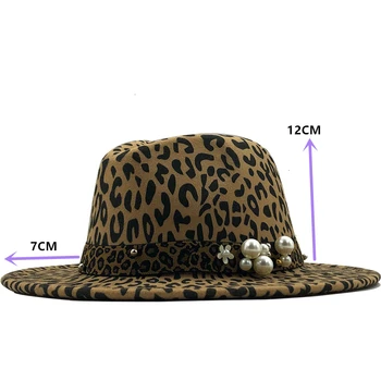 žiemos Leopardas Spausdinti Vilnos Veltinio Džiazo Fedora Skrybėlės Su Diržo Sagtis Vyrai Moterys Masto Kraštų Trilby Panama Šalies Oficialaus Top Hat