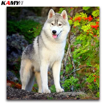 žiemą šuo kvadratiniu Diamond mozaikos snow Wolf 3D 