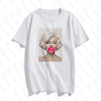 Žvaigždės Ir Chiclete Kopijas Marilyn Monroe Audrey Hepburn T-shirt Moterims korėjos Stiliaus Medvilnės trumpomis Rankovėmis Plius Dydis Viršuje Tees Drabužiai
