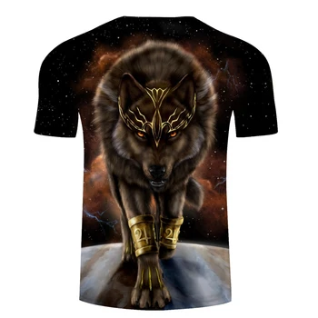 Žvaigždėtas wolf 3D spausdinimo Marškinėlius Unisex Vasaros trumpomis rankovėmis T-shirt Vasarą, Rudenį, Žiemą Prarasti Viršūnes&Tees ZOOTOP LOKYS