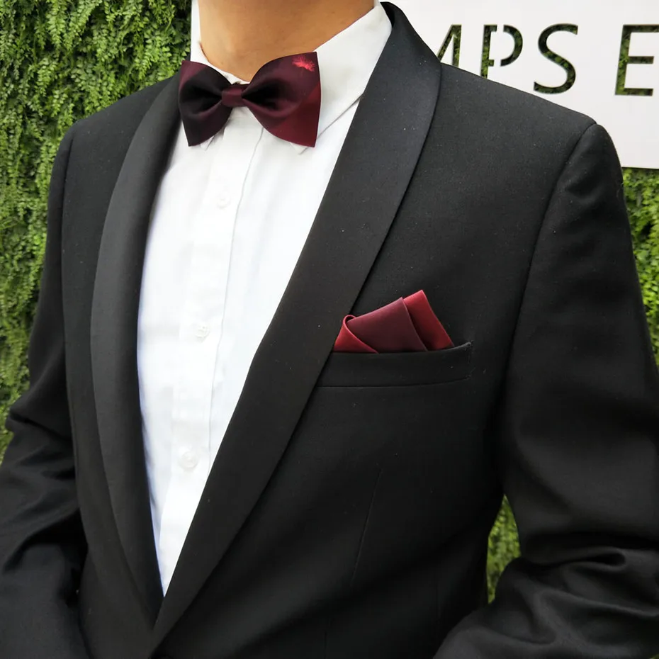 Vyrai bowtie vestuvių šalies verslo moterų, berniukų marškiniai vynas raudonas drugelis originalaus dizaino prekės rankų darbo kaklaraištis kišenėje aikštėje rinkiniai