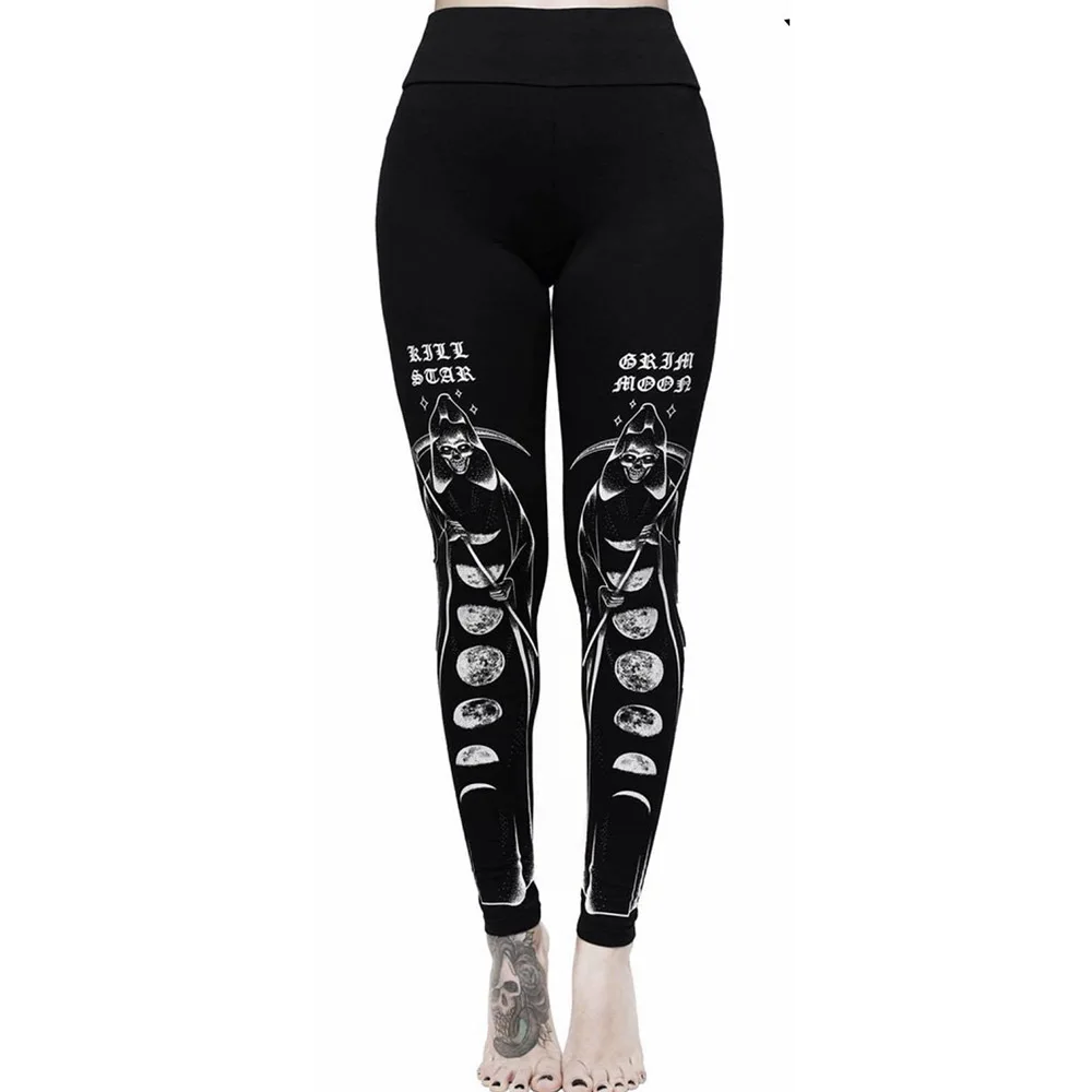 Rosetic 3XL Moterų Antblauzdžiai Fitneso Plus Size Black Streetwear Goth Katė Spausdinti Legging Punk Treniruotės Leggins Pieštuku Kelnes 2021