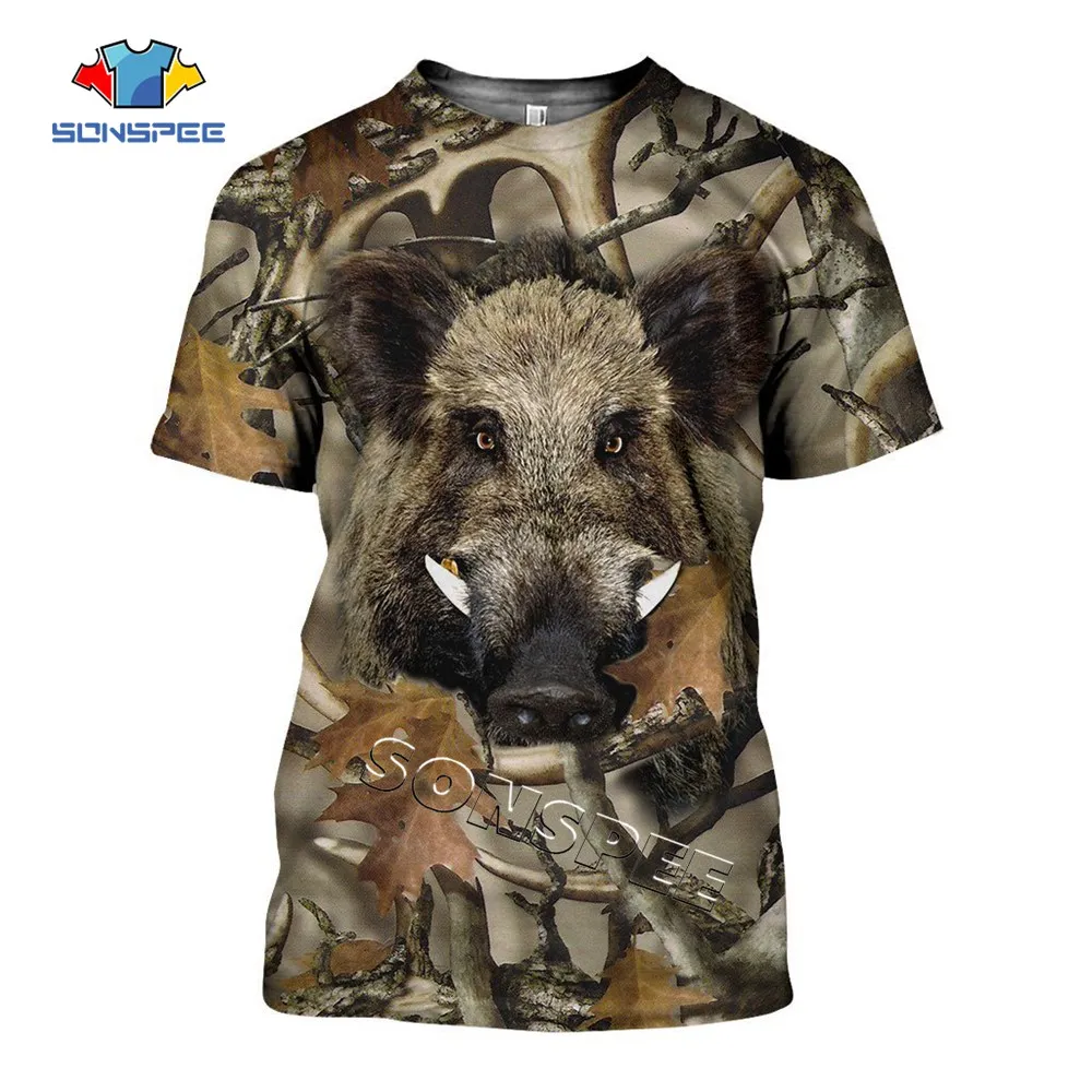 3D Spausdinimo Harajuku medžioklės marškinėliai Mados vyriški T-shirt Moterims, Gyvūnų Šernas Tee Berniukai Juokinga Trumpas rankovės Rock, Hip-hop Drabužiai