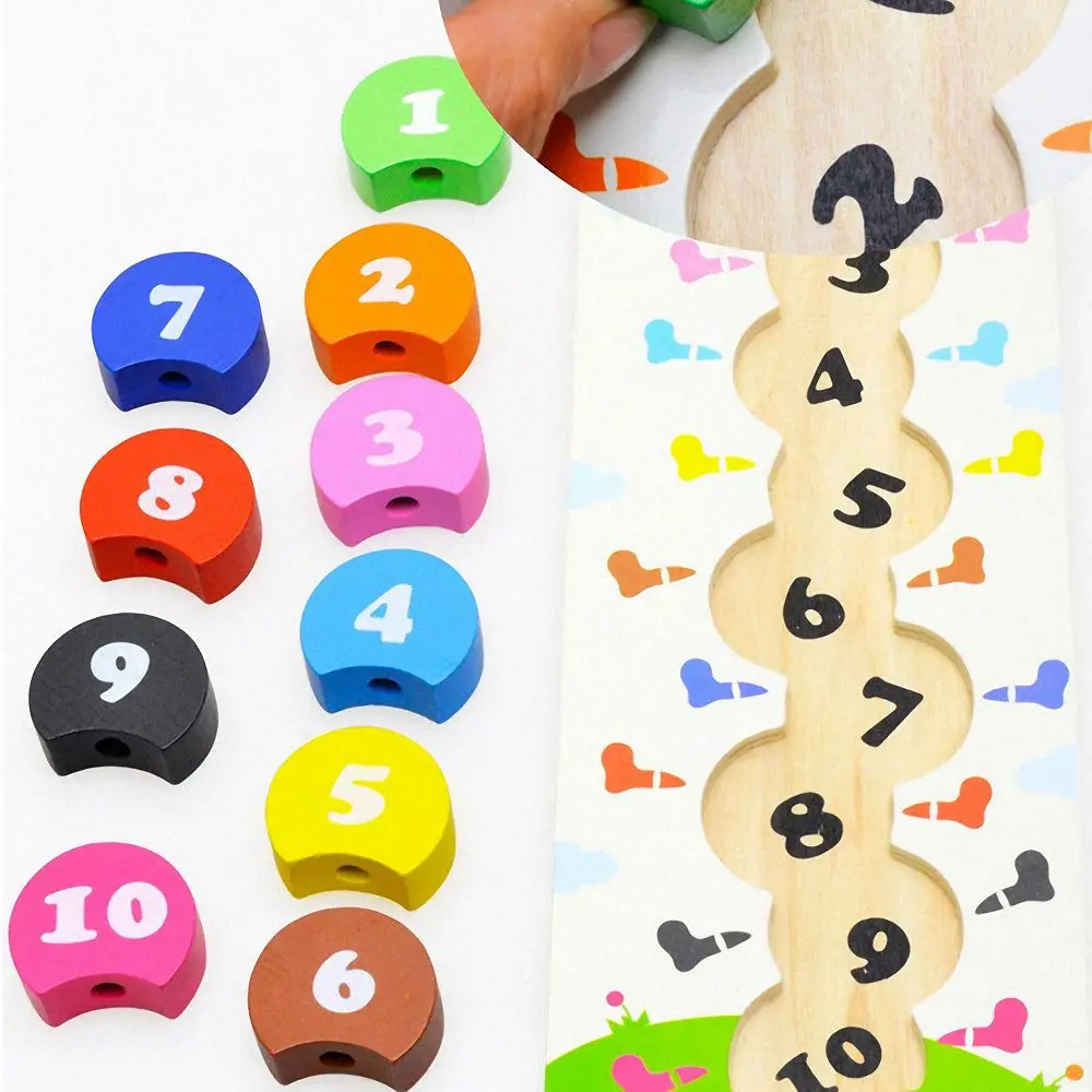 Numeriai Matematikos Žaislas Threading Caterpillar Plėtoti Žvalgybos, Mokytis Skaičiavimo Matematikos Mokymo Priemonių Vaikams, Mediniai Montessori Žaislas