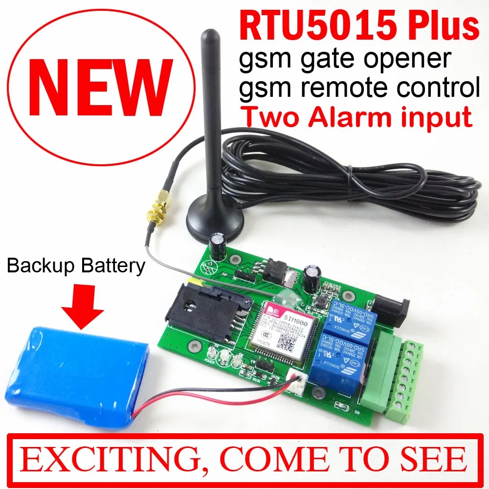 Nemokamas pristatymas Atnaujinta Versija, GSM Vartų, Durų Atidarytuvas Įkrovimo atsarginę bateriją pritarė išjungti signalą RTU5015 Plus su app