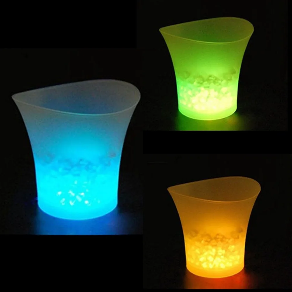 5L 3Colors LED RGB Šviesos Nepastovus Ledo Kibiras Šampano, Vyno Gėrimų Ledo Aušintuvas Gėrimas Alus Ledo Kibirėliai Baras Šalies Įrankiai