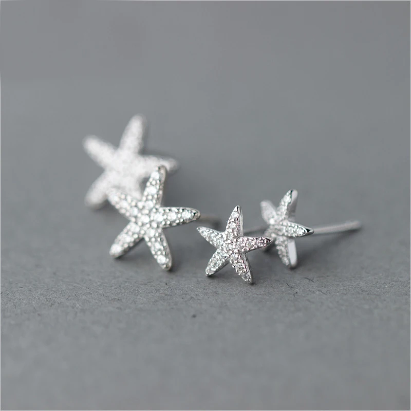 MloveAcc Karšto Pardavimo 925 Sterling Silver Star Atogrąžų Žvaigždė Stud Auskarai Moterims, Aišku, CZ bižuterijos Bijoux
