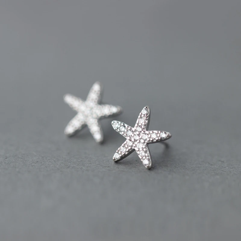MloveAcc Karšto Pardavimo 925 Sterling Silver Star Atogrąžų Žvaigždė Stud Auskarai Moterims, Aišku, CZ bižuterijos Bijoux