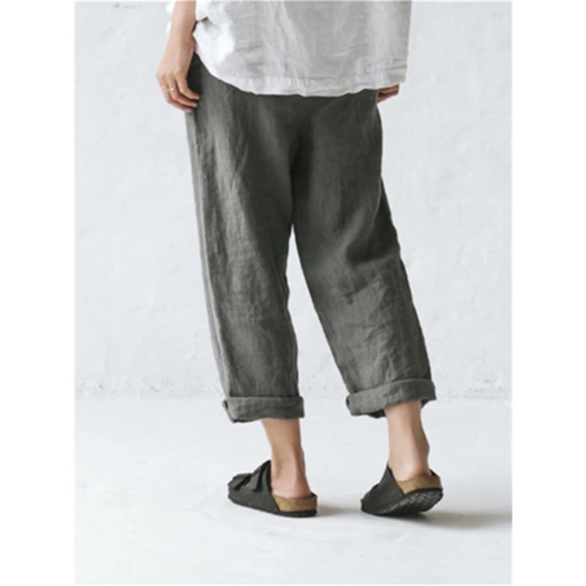 Moteris Tradicinės Kinų Lininės Kelnės Retro Kietas Dugnas Atsitiktinis Vasaros Pants Plus Size Pieštuku Originalus Jogger Haremo Kelnės