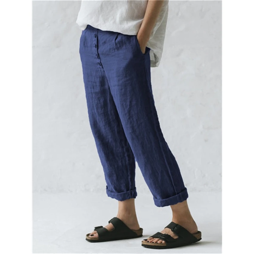 Moteris Tradicinės Kinų Lininės Kelnės Retro Kietas Dugnas Atsitiktinis Vasaros Pants Plus Size Pieštuku Originalus Jogger Haremo Kelnės