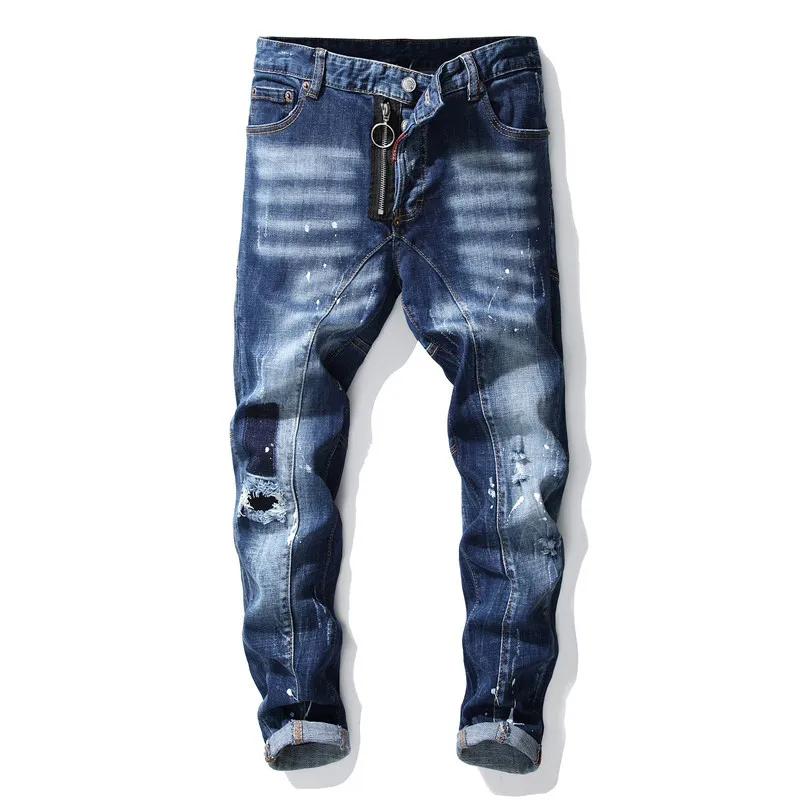 Europos Amerikietiško Stiliaus Naujas Vyrai Slim džinsai ruožas spausdinti kankina black jeans vyrams dažų kelnės sudurti streetwear hip-hop