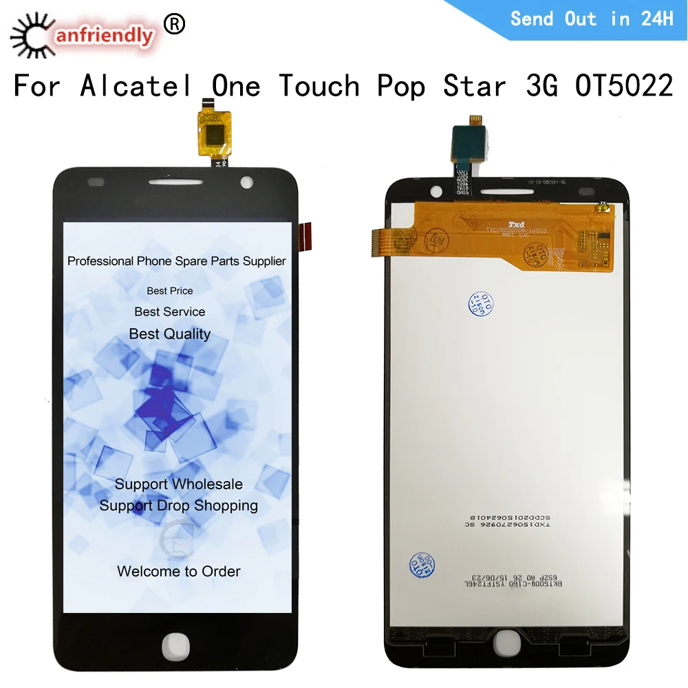 LCD Alcatel One Touch Pop Star 3G OT5022 OT 5022 OT-5022 5022X 5022D LCD Ekranas Jutiklinis Skydelis skaitmeninis keitiklis Ekrano Asamblėja