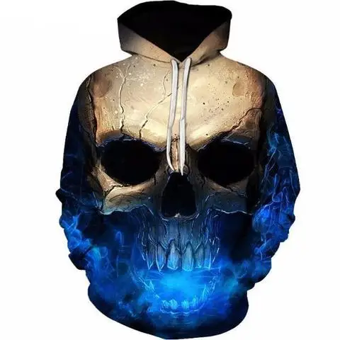 Naujas 3D atspausdintas palaidinės mados ir įdomus hoodies vyrų ir moterų juda kaukolė hoodies žiemos drabužių streetwear