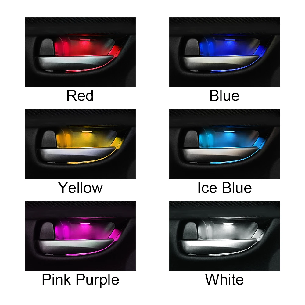 RGB Automobilio dienos Šviesos diodų (LED Nuotaika Sveiki Atmosfera Lempos Durų Apšvietimas Vidaus Apdaila, Universalas 4x4 Sunkvežimis Van Auto Priedai
