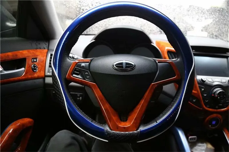 1pc Automobilių lipdukai ABS anglies pluošto grūdų Vairas dekoratyvinis rėmelis 2011-2016 Hyundai Veloster Hečbekas