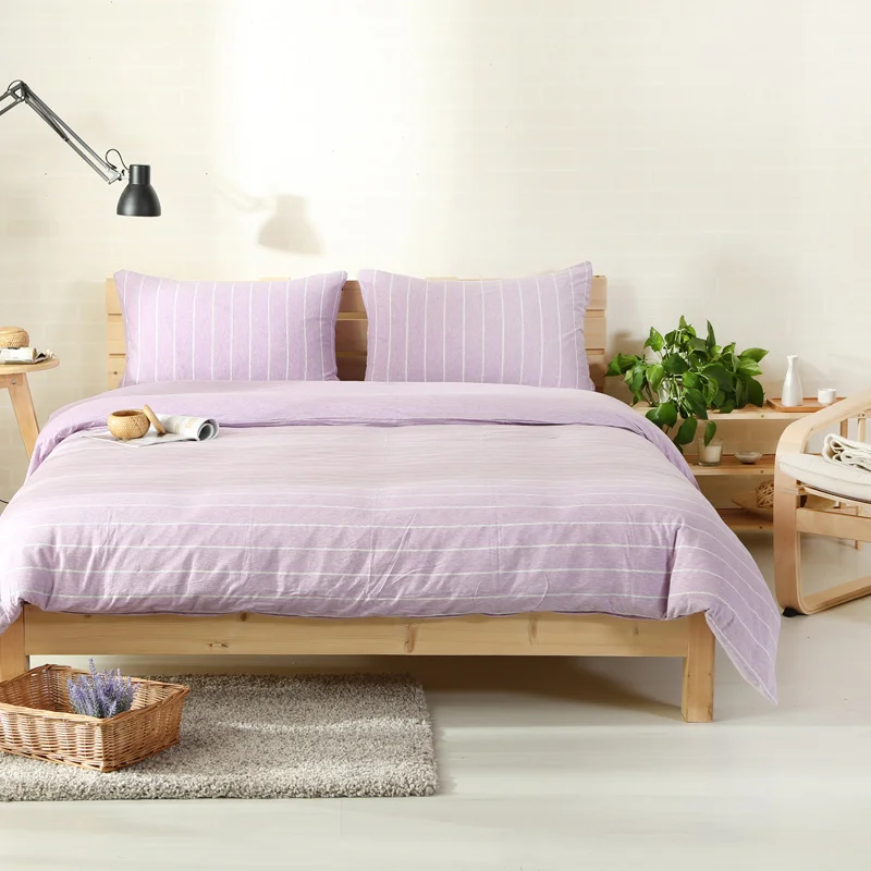 4pcs Medvilnės jersey trikotažo antklode padengti šviesiai violetinės spalvos juostele lovos komplektas su įrengtas lapas