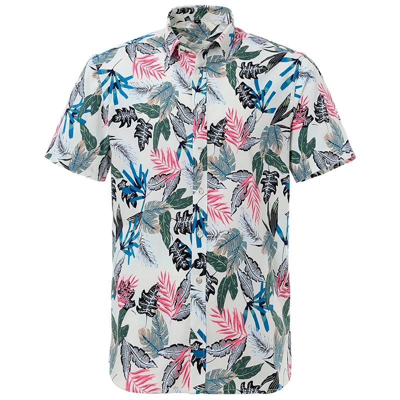 Vasarą Medvilnės Havajų Shirt Mens Spausdinti Beach Trumpas Rankovės Reguliariai Fit US Dydis