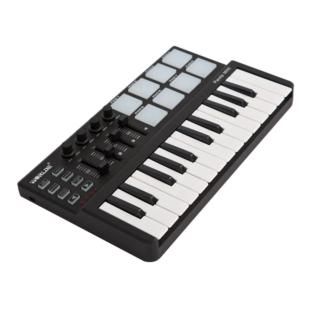 Worlde Panda MIDI Klaviatūrą 25 Klavišus Mini Piano Keyboard USB ir Drum Pad MIDI Valdiklis