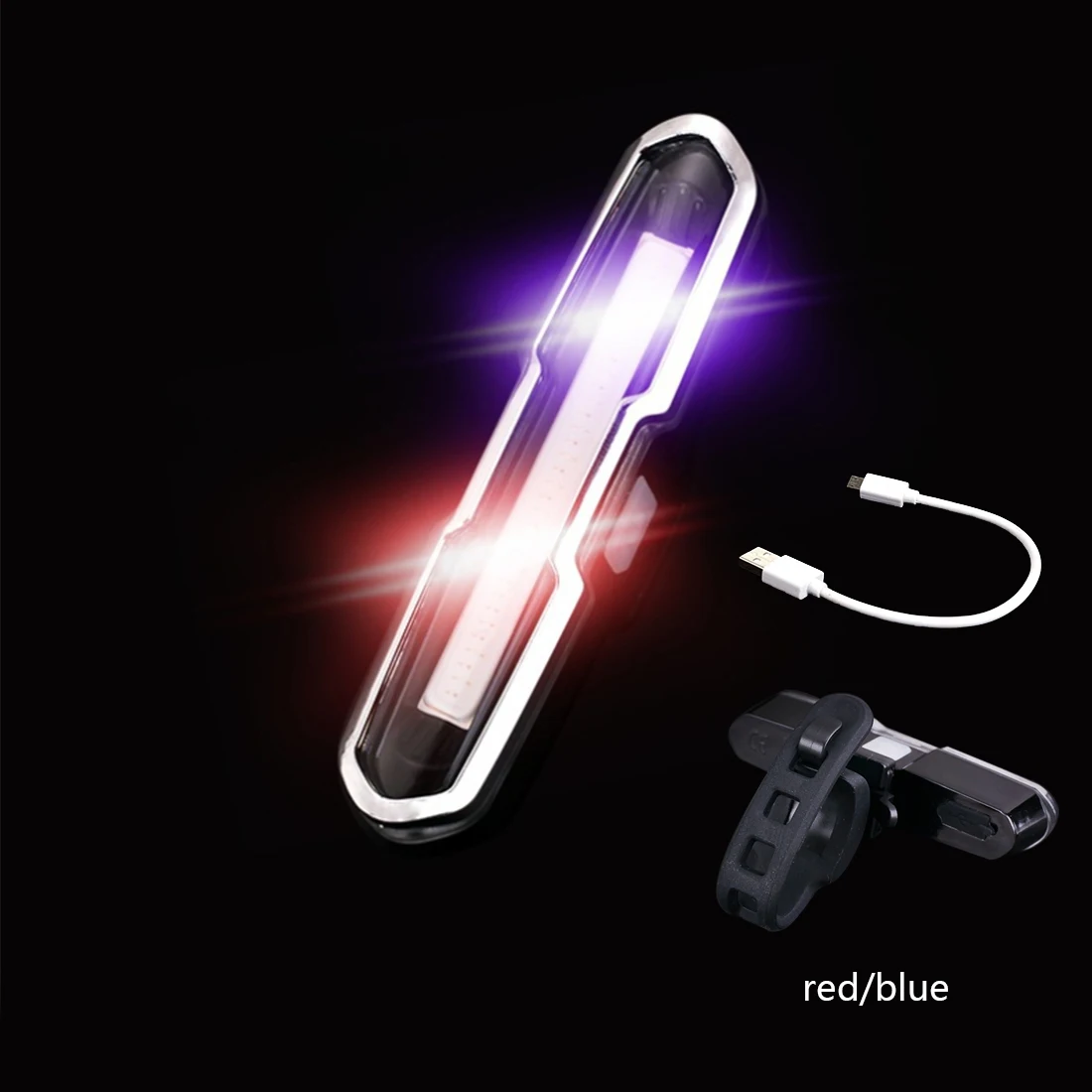Tonewan naujas Dual Spalva Raudona/Mėlyna/Balta USB Įkrovimo Super Šviesus COB LED Dviračių Nuoma Dviračių Galiniai Šviesos Lempos